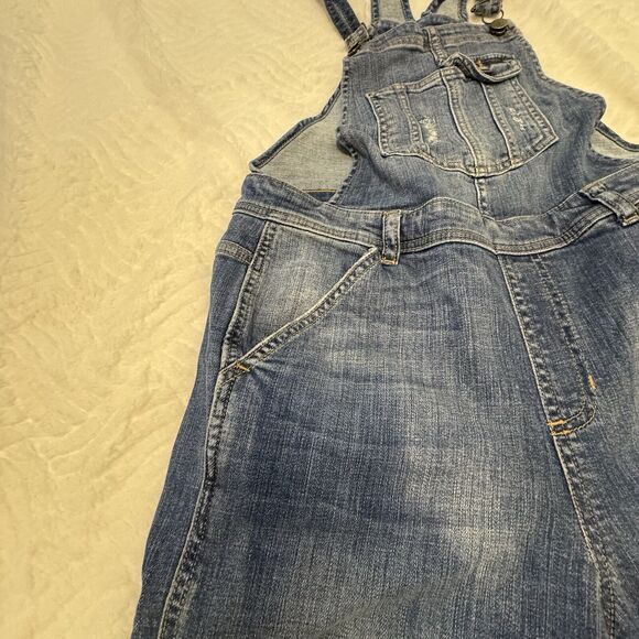 HARPER Overalls Womens MEDIUM Denim Bibs Stretch Distressed Medium Wash - Picture 7 of 16